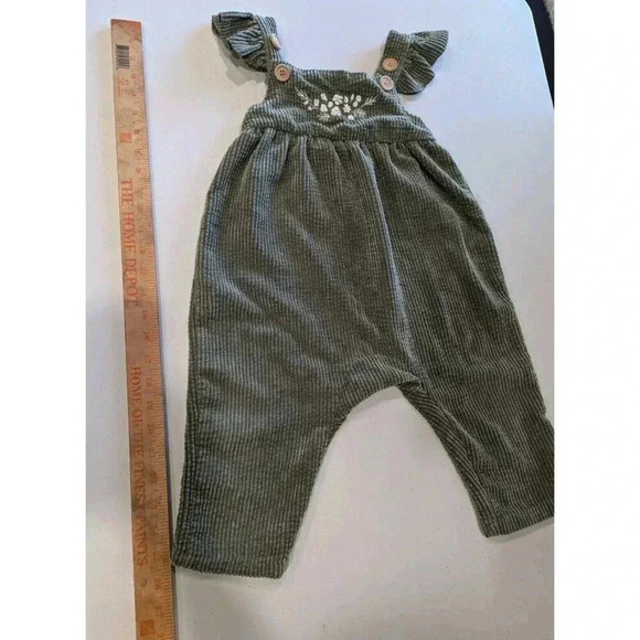 Vtg PatPat Corduroy Romper‎ Toddler 18-24M Forest Green Embroidered Wood Buttons - Picture 7 of 7